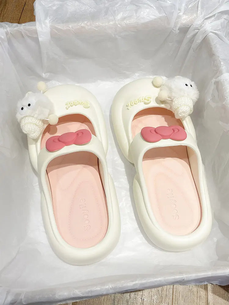 Cute Fairy  Slippers for Women's Summer Outer-Wear Thick-Soled Clogs Shoes Sandals For The Beach