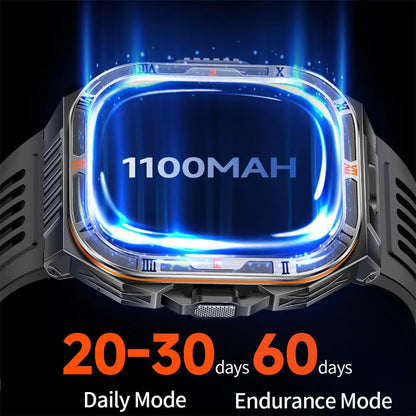 1100mAh Battery Smartwatch Men LED Flashlight Compass BT Call Outdoor Smart Watches Health Monitor Waterproof 100+ Sports Mode