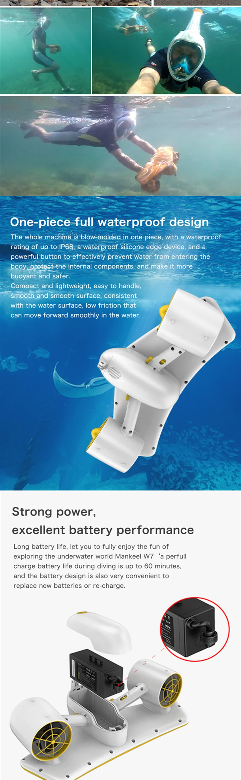 Dual Motor Sea Scooter 50m Waterproof For Diving Swimming Underwater Thruster 2023 Wholesale Hot Sale