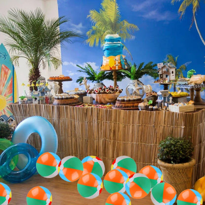 Inflatable Beach Balls Rainbow Color Pool Ball Swimming Pool Water Games for Kids Birthday Gifts Summer Party Favors Volleyball