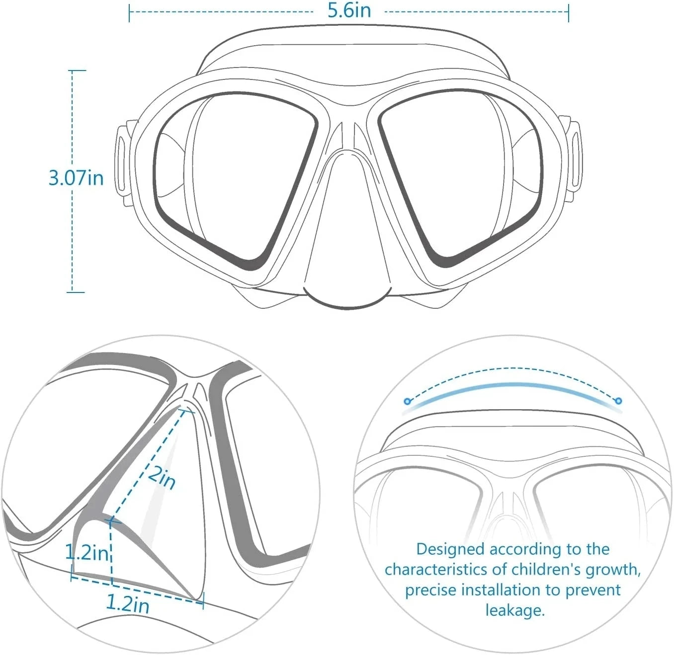 Premium Quality Low Volume Freediving Mask - Teenager Silicone Swimming Mask Mirrored Lens Scuba Dive Glasses