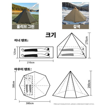 4 Season Hot Tent with Stove Jack Winter Teepee Tent Waterproof Camping Tipi Tent for 2 3 4 Person Outdoor Bushcraft Hiking