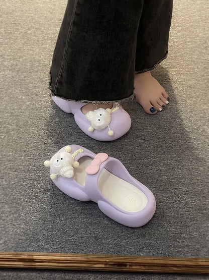 Cute Fairy  Slippers for Women's Summer Outer-Wear Thick-Soled Clogs Shoes Sandals For The Beach