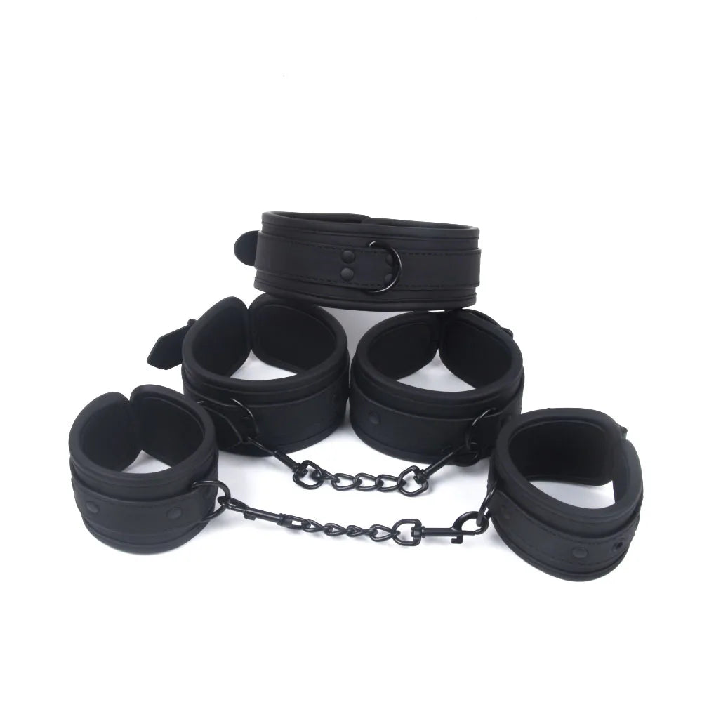 Sex Toys for Couple BDSM Sex Bondage Set Erotic Adults Toys Handcuffs Ankle Cuffs Collar Sex Toy Kit Adults Game SM Products