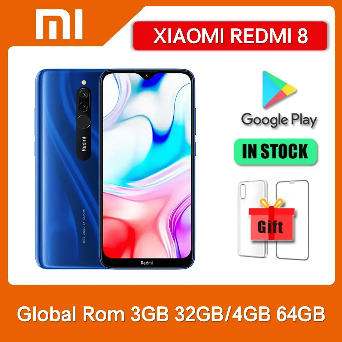 Original Xiaomi Redmi 8 4GB 64GB 4700 mAh Smartphone Dual SIM 6.22'' 12MP+2MP+8MP Snapdragon 439 Octa-Core 4G LTE Mobile Phone