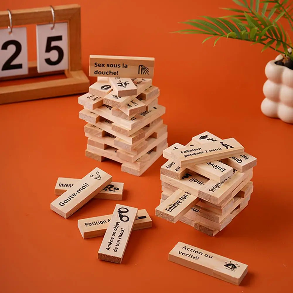 48PCS Dating Building Blocks For Date Nights Valentines And Adult Party Games Tower Game Deluxe Naughty Wooden Couple Toys