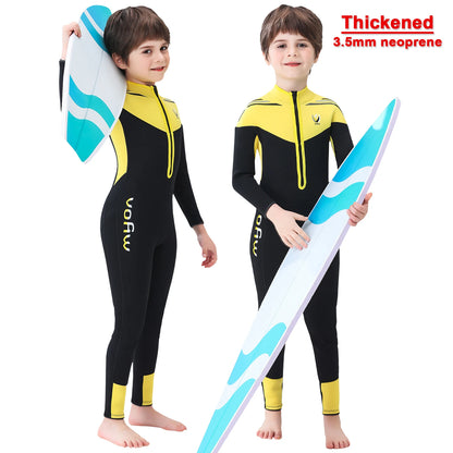 Thermal Full Wet Suits for Girls,Long Sleeve Anti-UV One-Piece Kids Wetsuits,3.5mm Neoprene,Thick Warm Swimming Surfing Wear