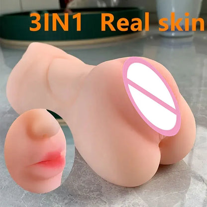 3 in 1 Male Sex Toys with Sexy Mouth Realistic Vagina and Tight Anus Ass Oral Sex Doll Stroker Adult Toys Adult Supplies for Men