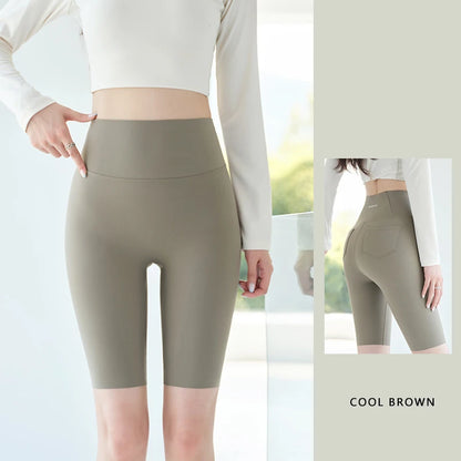 BIVIGAOS Summer New Back Pocket Sharkskin Cycling Shorts Women Cool Knee Length Short Leggings Casual Elastic Sport Biker Shorts