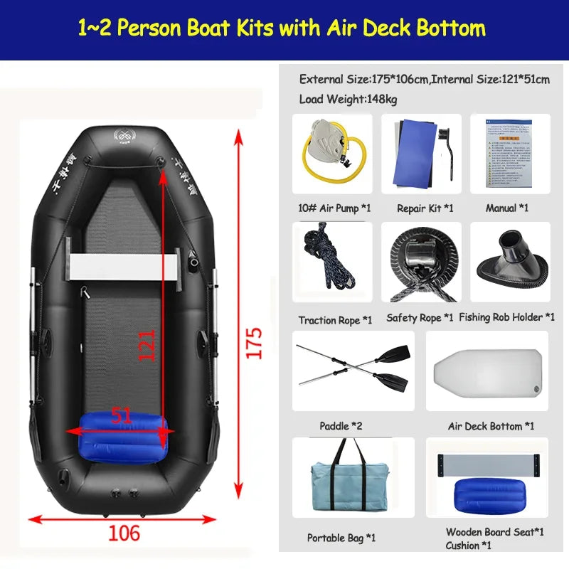 Professional Boat Raft Inflatable Set Dinghy Rowing Boats for Adults Kayak Canoe Fishing Tear-Resistant Foldable Drifting Boat