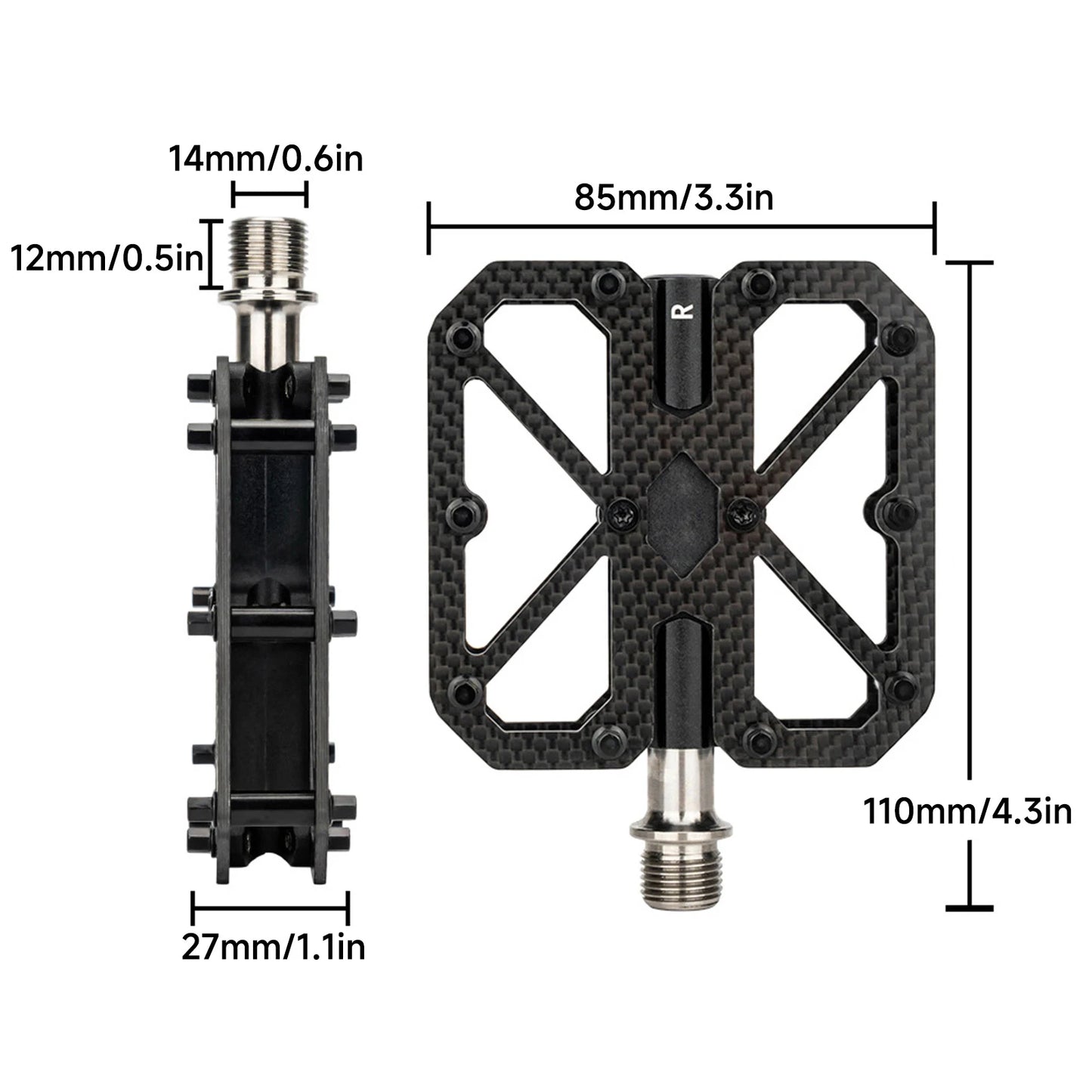 Bike Pedals Carbon Composite Three Bearings Non-slip Lightweight Pedals for Road Mountain Folding Bikes Road Bike Pedals