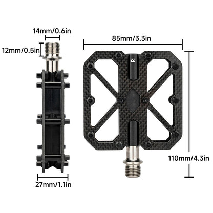 Bike Pedals Carbon Composite Three Bearings Non-slip Lightweight Pedals for Road Mountain Folding Bikes Road Bike Pedals