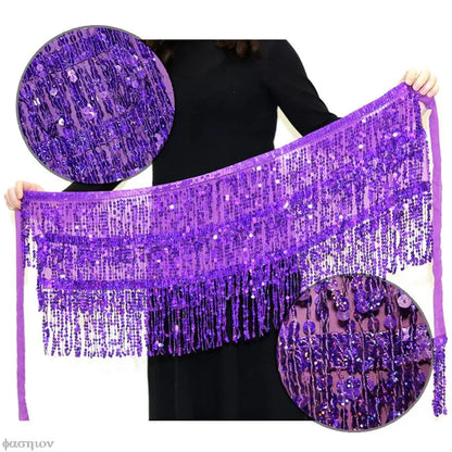 Sexy Women Belly Dance Hip Tutu Skirt Scarf Wrap Belt Glitter Sequins Tassel Hipscarf Skirt Sundress Costume Fringe Skirt Outfit