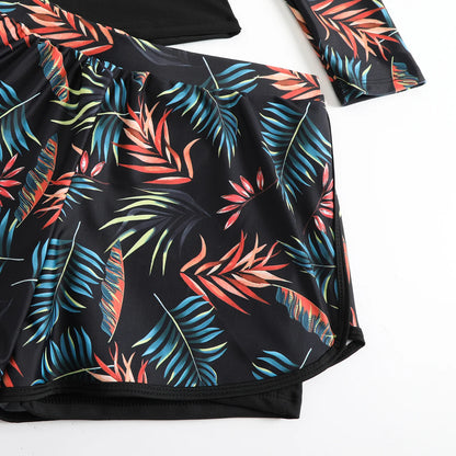 New 2026 Women's Vintage Print Swimsuit Rash Guards Long Sleeve Swimwear Surfing Sports Pool Swimming Suit Two-Piece Bath Suits