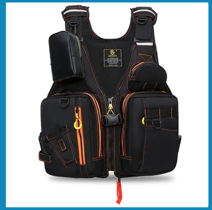 multi-functional life jacket vest for outdoor fishing, a must-have for safety. Multiple pockets for storage, buoyant materials