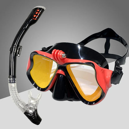 Diving Mask With Sports Camera Mount Electroplate Tempered Glass Silicone Mask is Safe and Comfortable