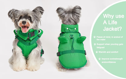Dog Life Jacket Enhances Buoyancy Adjustable for Safe Fit to Pet Body Swimming Rowing Surfing Pet Flotation Vest