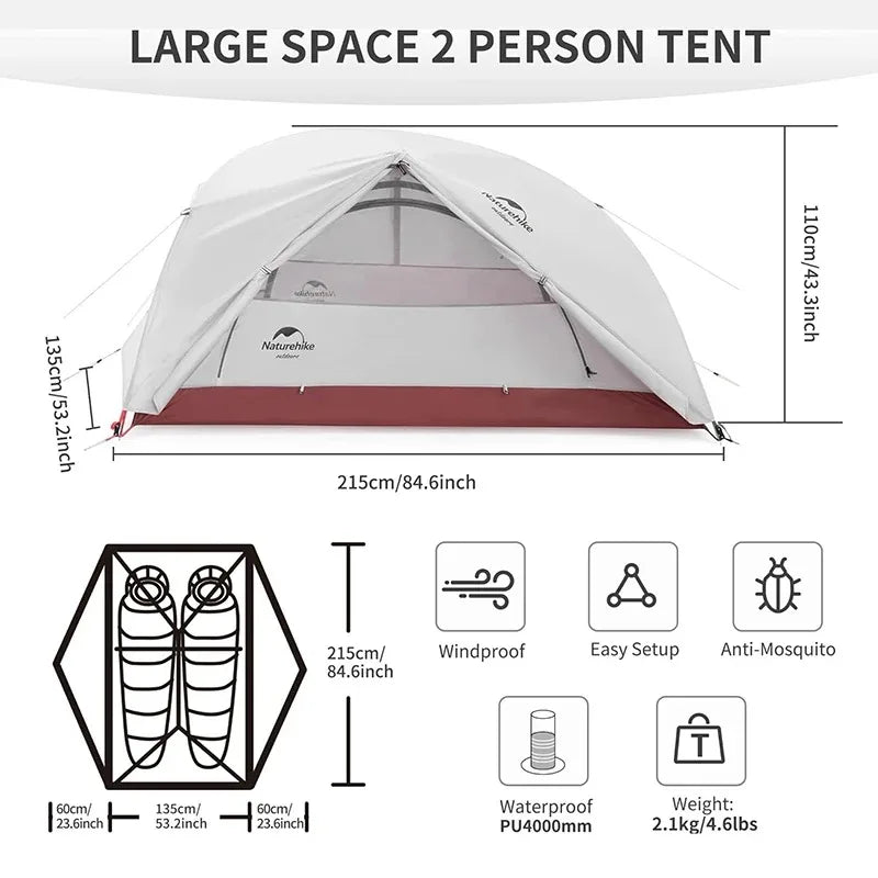Naturehike Camping Tent Star River 2 Person Dome Tent Double Layer Ultralight Backpacking Tent Waterproof Outdoor Travel Tent