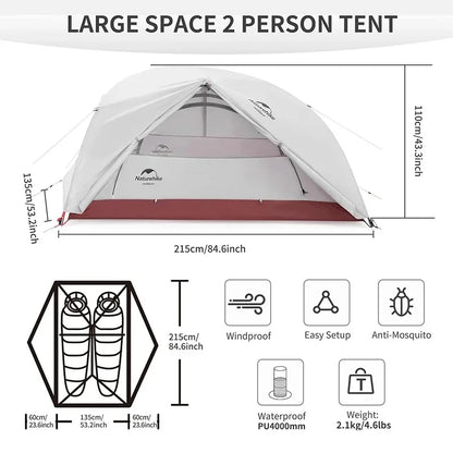 Naturehike Camping Tent Star River 2 Person Dome Tent Double Layer Ultralight Backpacking Tent Waterproof Outdoor Travel Tent
