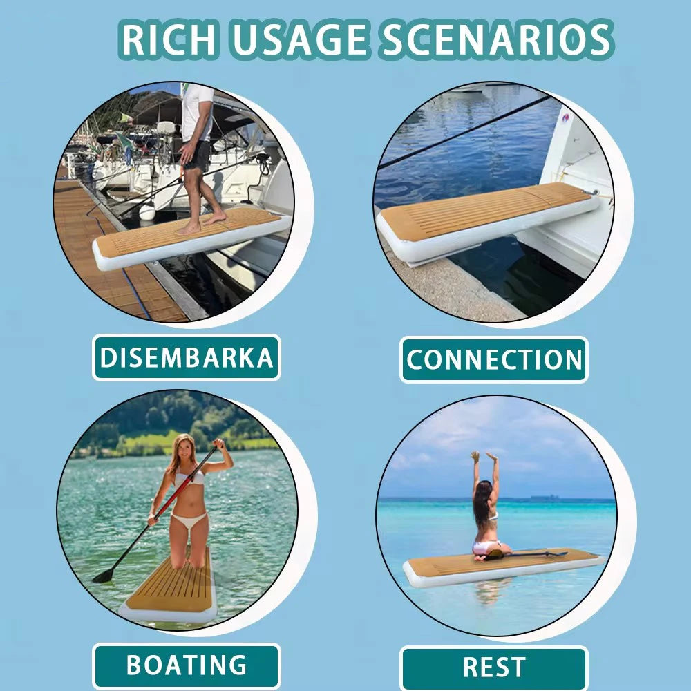 Portable Inflatable Air Dock Water Platform Swim Dock Mat Inflatable Floating Gangway Platform For Yacht Boat Pool Beach Ocean