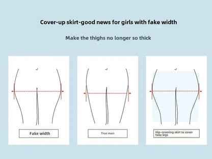 High-Waisted Slimming Pleated Mini Dress Plus Size Black Hip Covering A- Line Skirt Female Academic Style