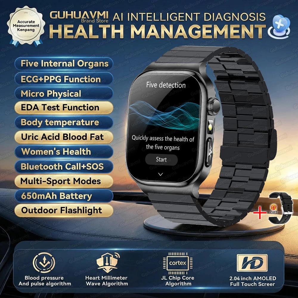 New Blood Lipids Uric Acid Blood pressure Smart Watch Men ECG+PPG Fitness Tracker Clock Heart Rate Bluetooth call Smart watches