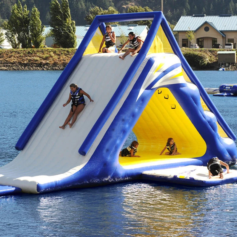 Inflatable Water Game Floating Climbing Tower With Slide Play Park Amusement for Adults and Kids