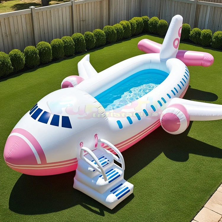 Summer Party Outdoor Pool Water Recreation Inflatable Airplane Swimming Float Seat Boat Pool for Toddler and Kids