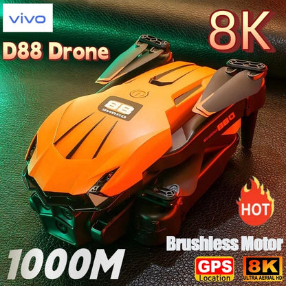 VIVO D88 Drone 8K Aerial HD Dual Camera Photography Intelligent Obstacle Avoidance Brushless Motor 5G WIFI GPS Return VR Drone