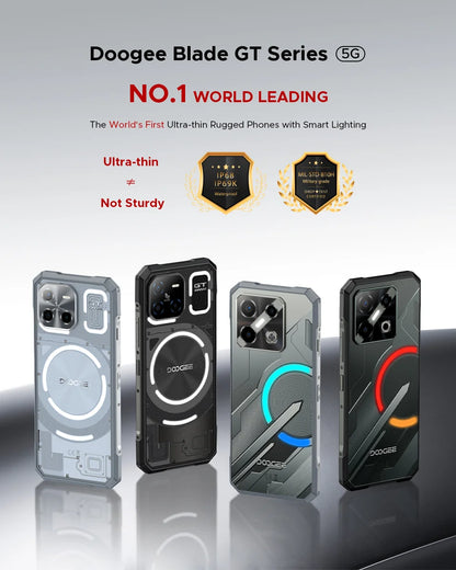 World Premiere DOOGEE Blade GT Pro 5G Rugged Phone LED Light Effect 12GB 512GB 10.5mm Ultra-thin 100MP AI Camera 5800mAh Battery