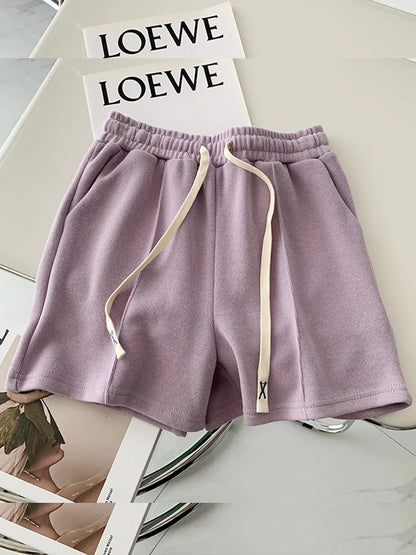 2026 Summer Shorts Women Elasticity Lovely Girls Korean Style Sweet Students Harajuku Simple Pure Gray Trousers Female New