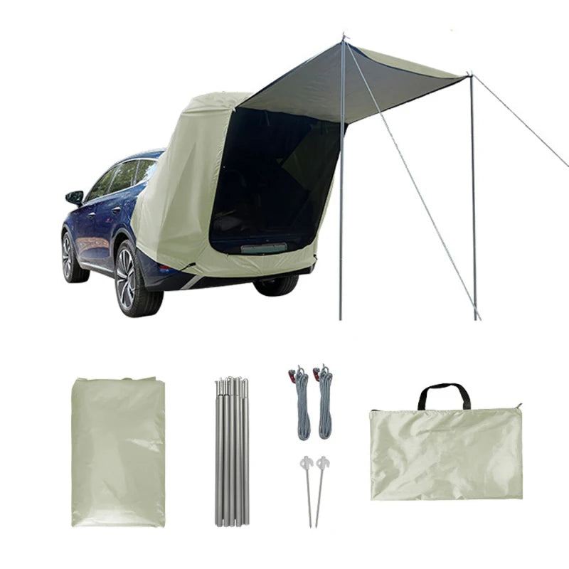 Camping Car Rear Tent Outdoor Car Trunk Tent w Canopy Car Trunk Extension Tent Sunshine-Proof Camping Equipment Travel Supples