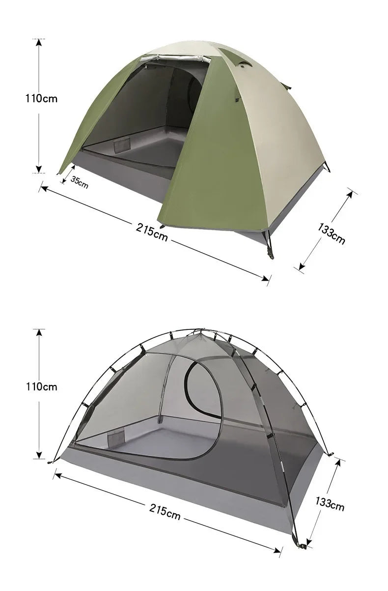 Outdoor Camping, Double Deck, Rainstorm Proof, Wind Proof, Thickened Climbing, Super Light, Hand In Hand, Camping Tent