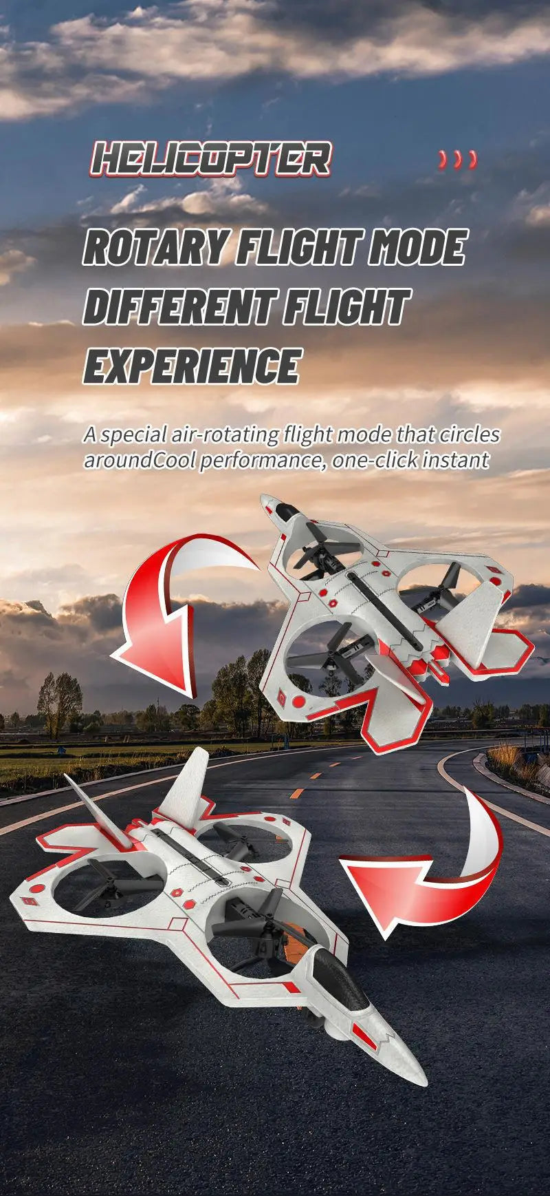 Drone Stunt Fighter Aircraft Model Four-axis Aircraft Remote Control Aircraft Foam Aircraft Roll Rotation Suspension