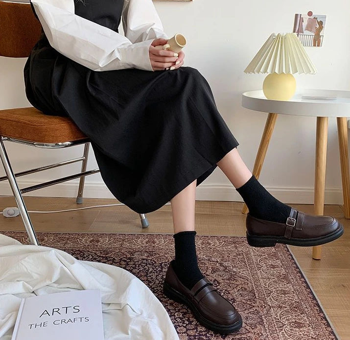 Shoes For Women Black Woman Pumps Low Heel Elegant Loafers Luxury Leather Casual Round Toe Stylish L Vacation Popular 39 On Sale