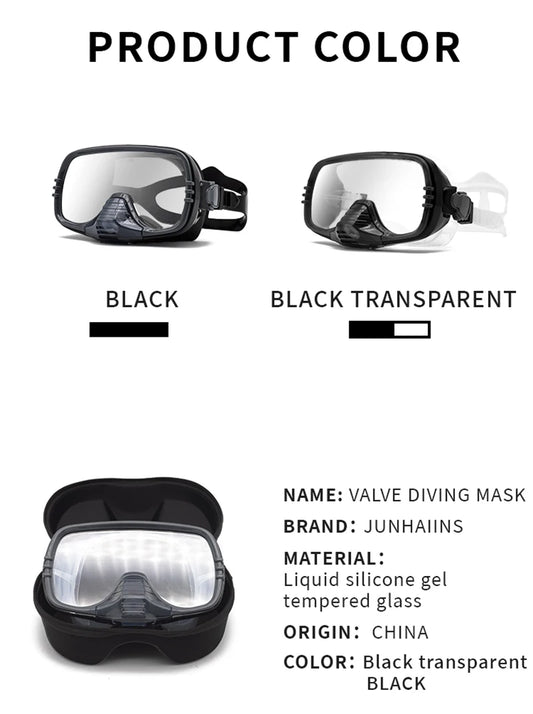 Large Frame Diving Mask with Drain Valve | HD Tempered Glass Lens & Adjustable Silicone Strap,Swim Goggles,buceo, 수영,스노클링,
