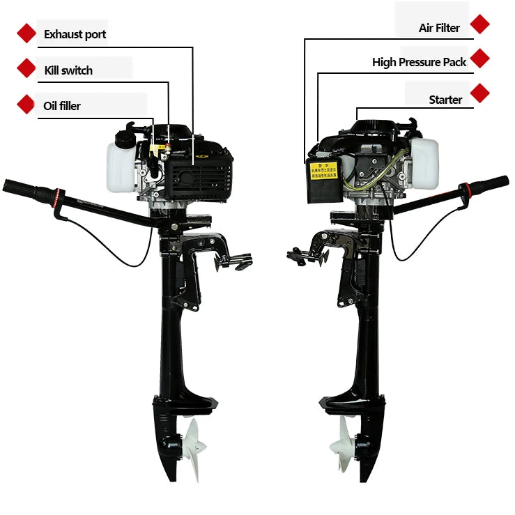 Four-stroke 4hp Marine Outboards Air-cooled Outboard Propeller Boat Engine Hookup Rubber Boat Inflatable Boat Outboard Motor