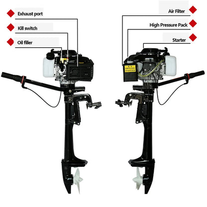 Four-stroke 4hp Marine Outboards Air-cooled Outboard Propeller Boat Engine Hookup Rubber Boat Inflatable Boat Outboard Motor