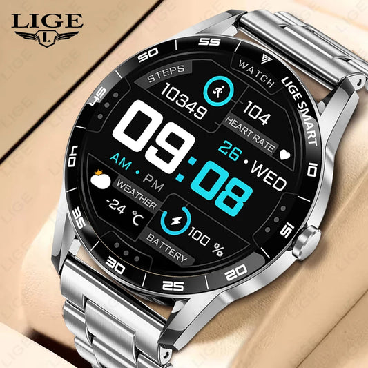 LIGE New Steel Smart Watch Men 1,38inch Bluetooth Call Business Men Watches Fitness Activity Sports Heart Rate Health Smartwatch