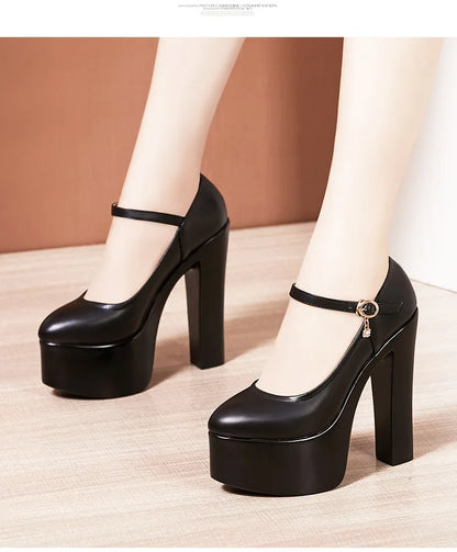 15cm Small Size 32-43 Sexy Extreme Block High Heels Shoes for Dress Model Party Wedding 2025 Shallow Thick Bottom Platform Pumps