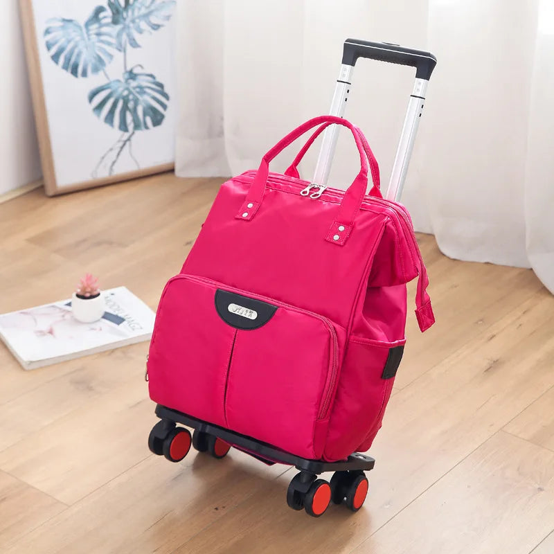 Wheeled bag for travel trolley bags Women travel backpack with wheels Oxford large capacity Travel Rolling Luggage Suitcase Bag