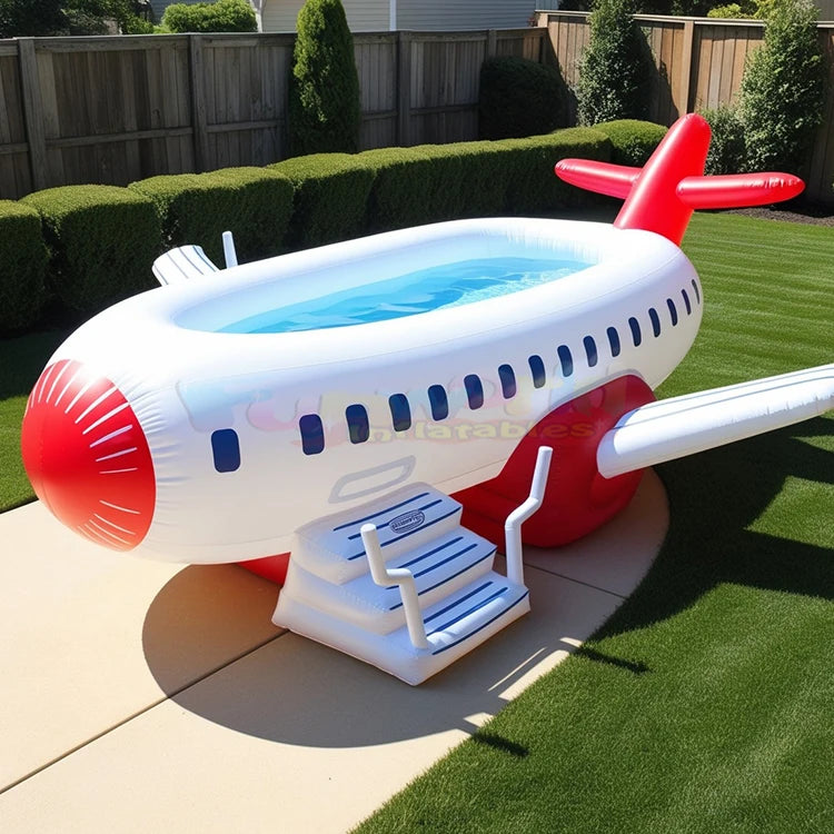 Summer Party Outdoor Pool Water Recreation Inflatable Airplane Swimming Float Seat Boat Pool for Toddler and Kids