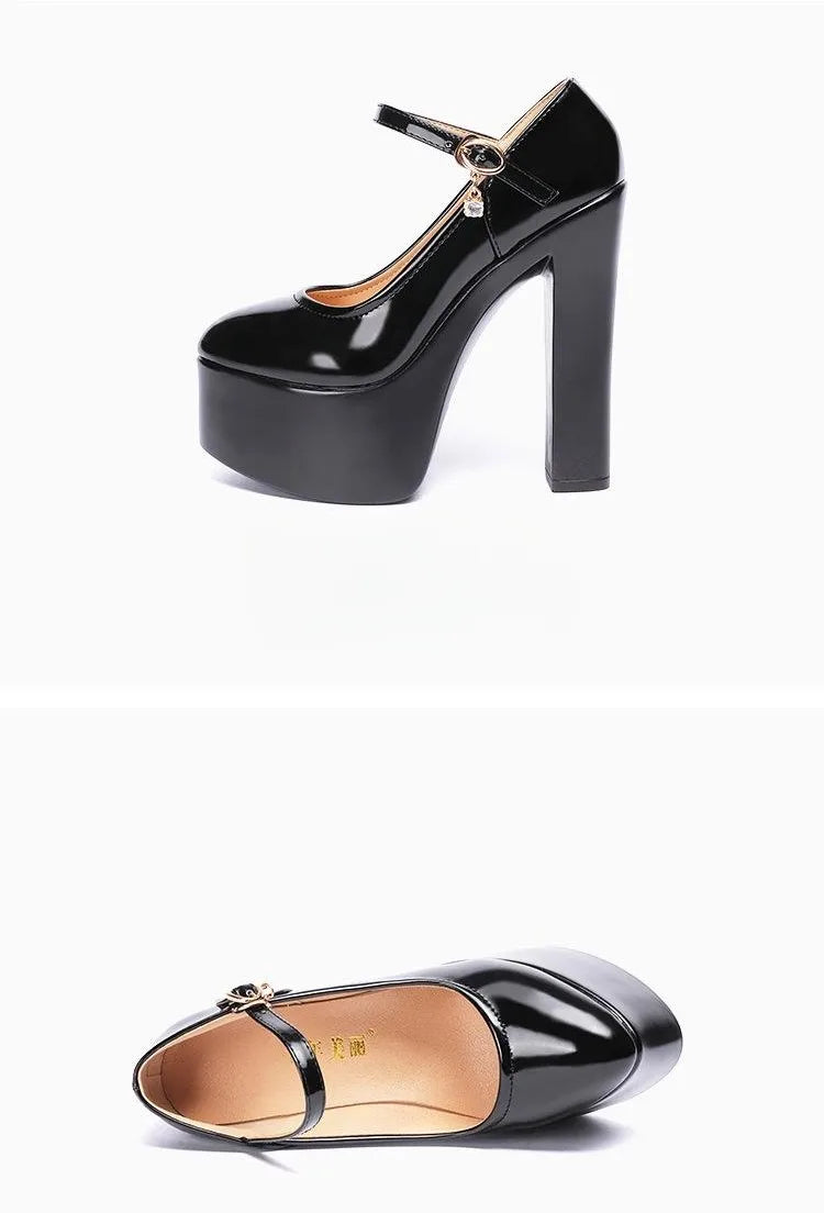 15cm Small Size 32-43 Sexy Extreme Block High Heels Shoes for Dress Model Party Wedding 2025 Shallow Thick Bottom Platform Pumps