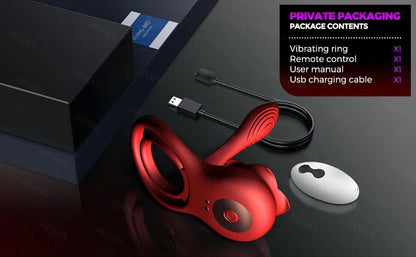 HESEKS Vibrating Cock Ring Penis Ring for Men Ejaculation Delay Rose Vibrator Clitoral Stimulator Penis Cockr Sex Toy for Couple