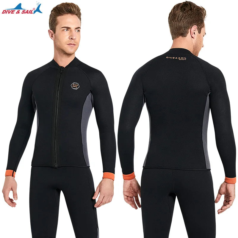 Wetsuit 3MM Neoprene Men Long Sleeve Split Wetsuit Warm Jacket Pants Plus Size Women Swimsuit Scuba Diving Snorkeling Surf Suit