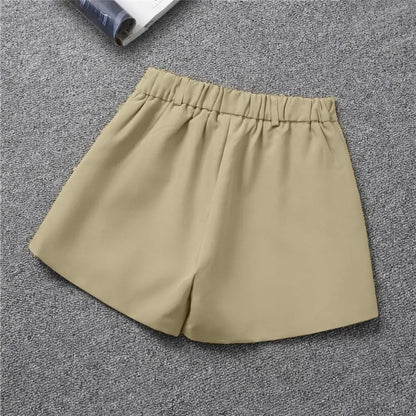 Women Suit Shorts Elegant High Waist White A Line Wide Leg Suit Short Commute Summer Suit Shorts Casual Slim Hot Short Pants