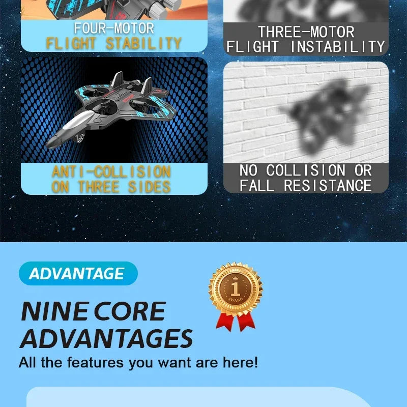 2.4GHz RC Drone with 4-Axis Gyro, One-Key 360° Flip Stunt Plane, Easy To Fly Remote Control Aircraft for Kids Adults