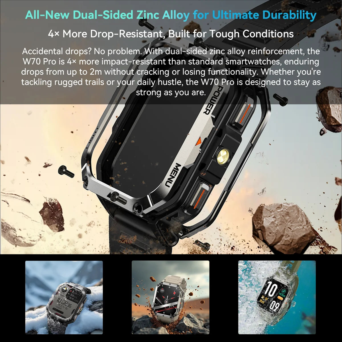 Blackview W70 Pro Outdoor Sport Smart Watch, IP68 Waterproof Smartwatch 2.01-inch TFT Screen, 900mAh Battery, Bluetooth Talking