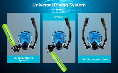 Mini Scuba Tank and Snorkel Mask Combo, 0.5L Scuba Gear with 6-10 Mins of Underwater Breathing, Underwater Breath System