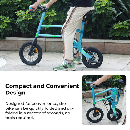 12Inch Folding Bicycle 7 Speed Disc Brake Ultralight Portable Adult Men's Bike to Work Foldable Bicycle with Shock Handlebar